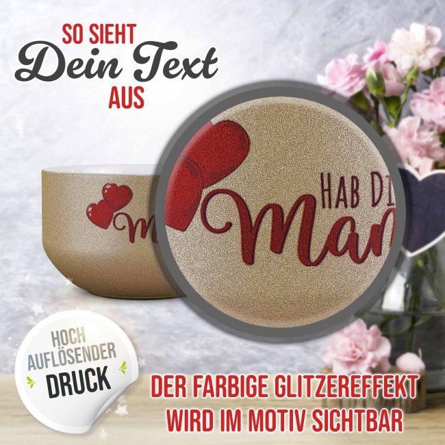 Glitzer M&uuml;slisch&uuml;ssel - Hab Dich lieb Mama - 500 ml