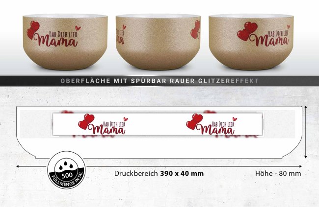Glitzer M&uuml;slisch&uuml;ssel - Hab Dich lieb Mama - 500 ml