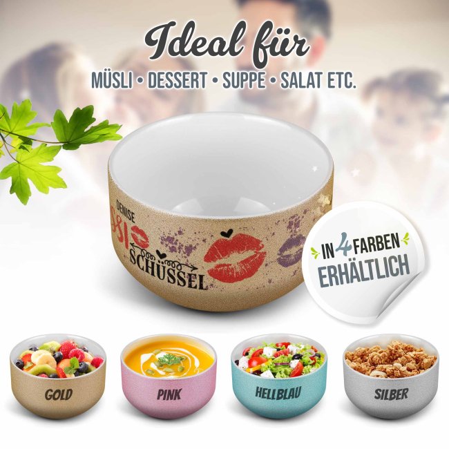 Glitzer M&uuml;slisch&uuml;ssel - Tussi Sch&uuml;ssel - mit Name, 500 ml