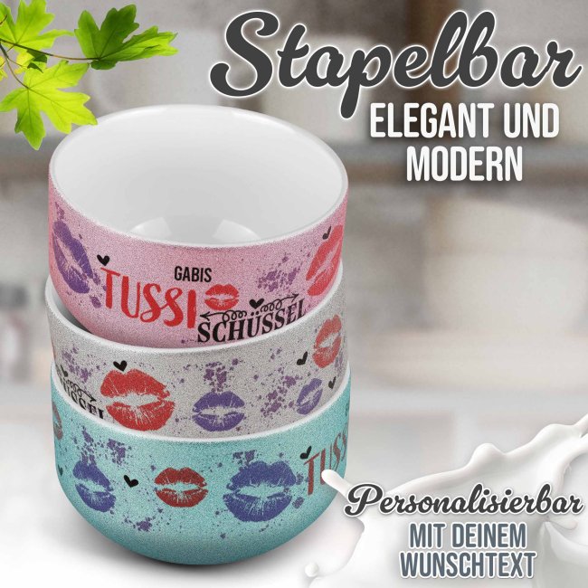 Glitzer M&uuml;slisch&uuml;ssel - Tussi Sch&uuml;ssel - mit Name, 500 ml