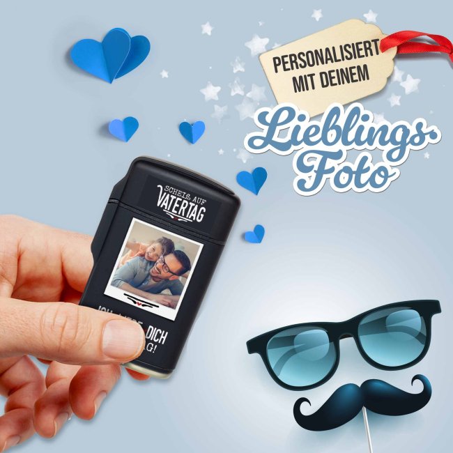 Sturm-Feuerzeug  - Schei&szlig; auf Vatertag, ich liebe dich jeden Tag - mit Foto