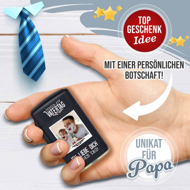 Sturm-Feuerzeug  - Schei&szlig; auf Vatertag, ich liebe dich jeden Tag - mit Foto