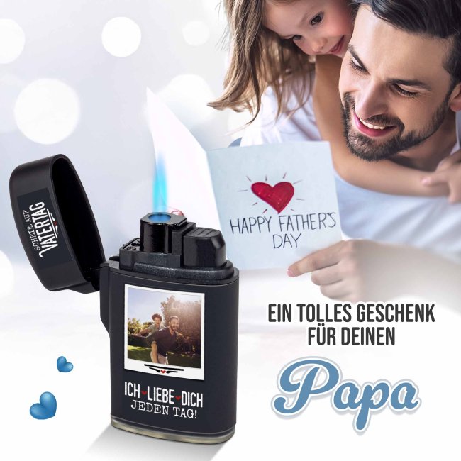 Sturm-Feuerzeug  - Schei&szlig; auf Vatertag, ich liebe dich jeden Tag - mit Foto