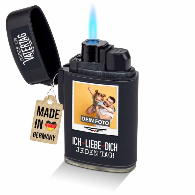 Sturm-Feuerzeug  - Schei&szlig; auf Vatertag, ich liebe dich jeden Tag - mit Foto