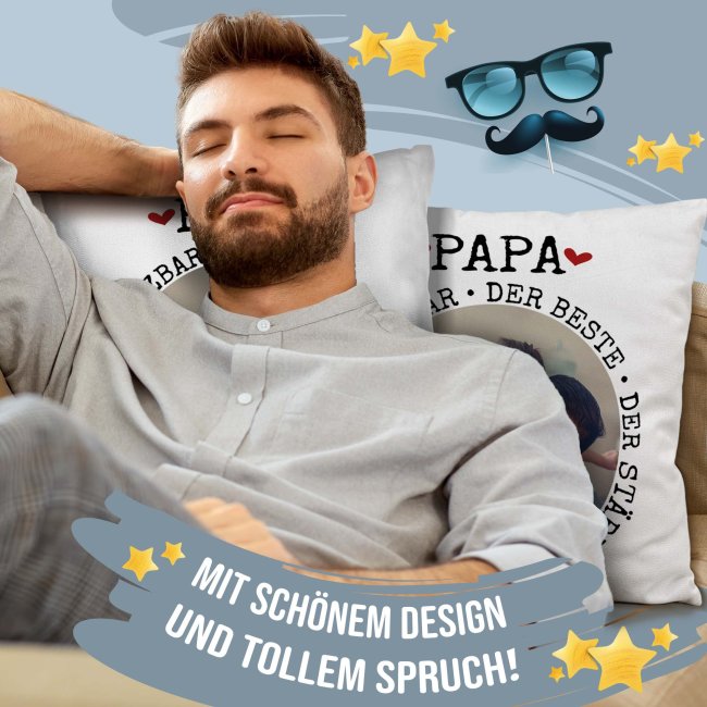 Personalisiertes Kissen - Synonyme f&uuml;r Papa - mit Foto