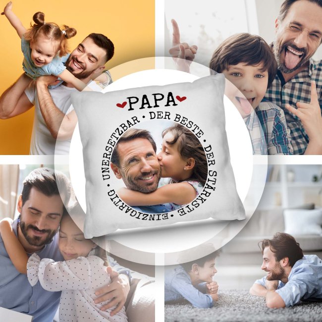 Personalisiertes Kissen - Synonyme f&uuml;r Papa - mit Foto