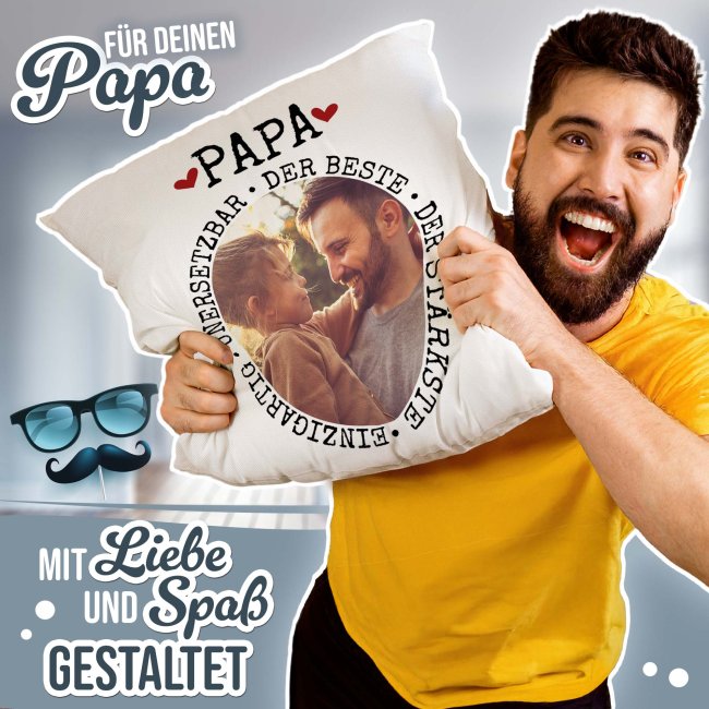 Personalisiertes Kissen - Synonyme f&uuml;r Papa - mit Foto