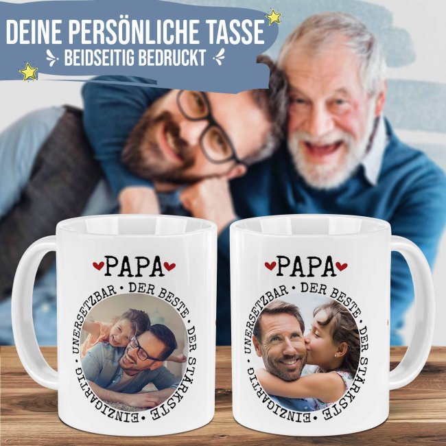 Personalisierte Tasse - Synonyme f&uuml;r Papa - mit Foto
