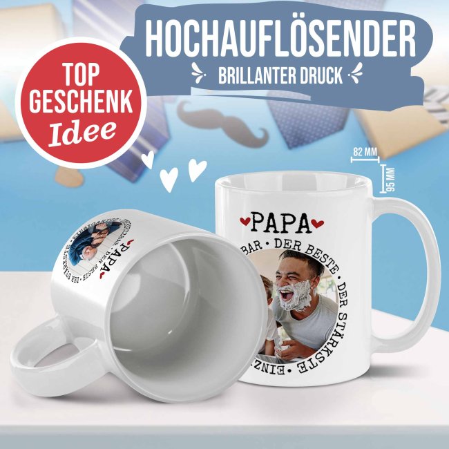 Personalisierte Tasse - Synonyme f&uuml;r Papa - mit Foto