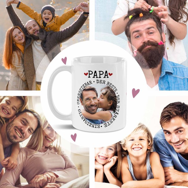 Personalisierte Tasse - Synonyme f&uuml;r Papa - mit Foto
