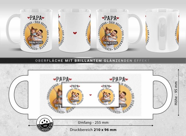 Personalisierte Tasse - Synonyme f&uuml;r Papa - mit Foto