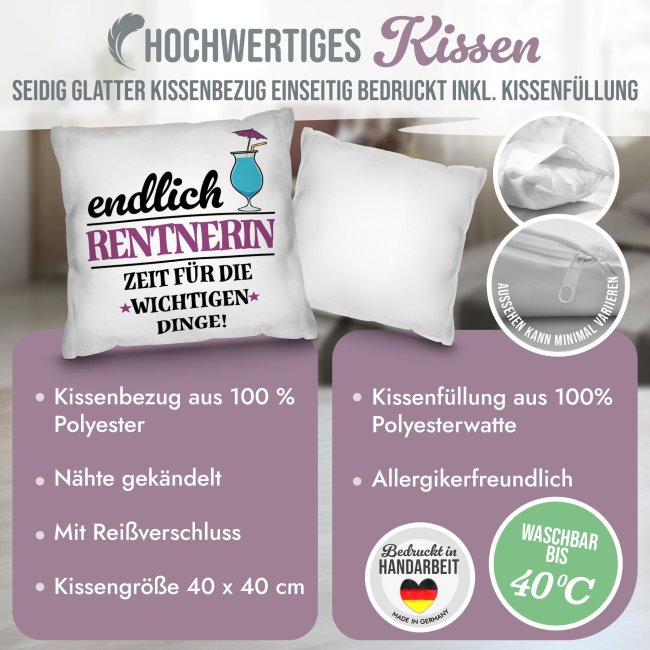 Kissen - Endlich Rentnerin - Weiß