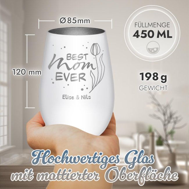 Windlicht mit Gravur - Best Mom ever - mit Name