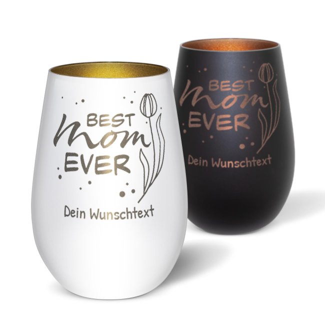 Windlicht mit Gravur - Best Mom ever - mit Name