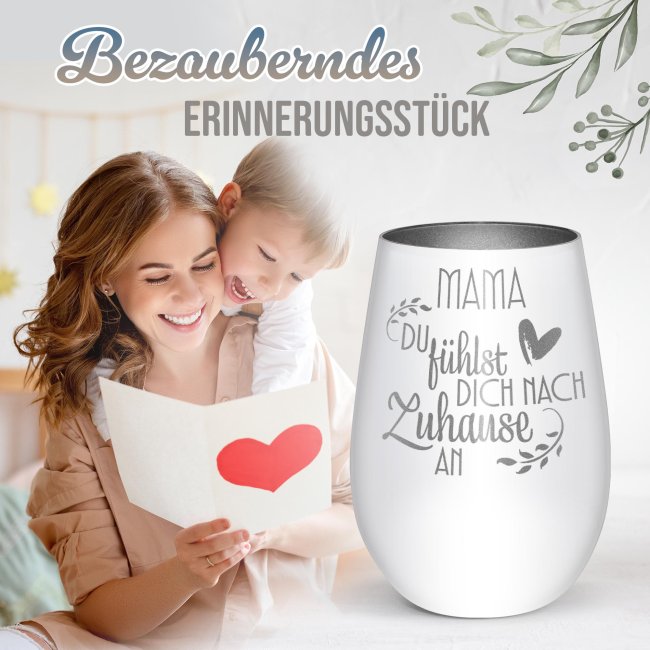 Windlicht mit Gravur - Mama du f&uuml;hlst dich nach Zuhause an