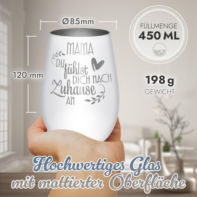 Windlicht mit Gravur - Mama du f&uuml;hlst dich nach Zuhause an