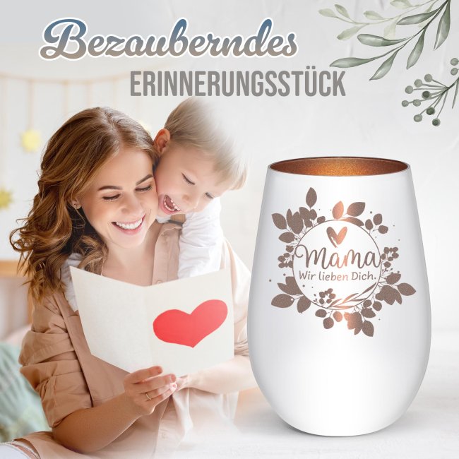 Windlicht mit Gravur - Mama wir lieben dich