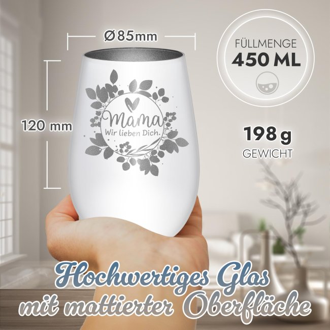 Windlicht mit Gravur - Mama wir lieben dich