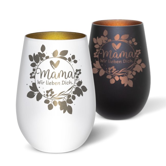 Windlicht mit Gravur - Mama wir lieben dich
