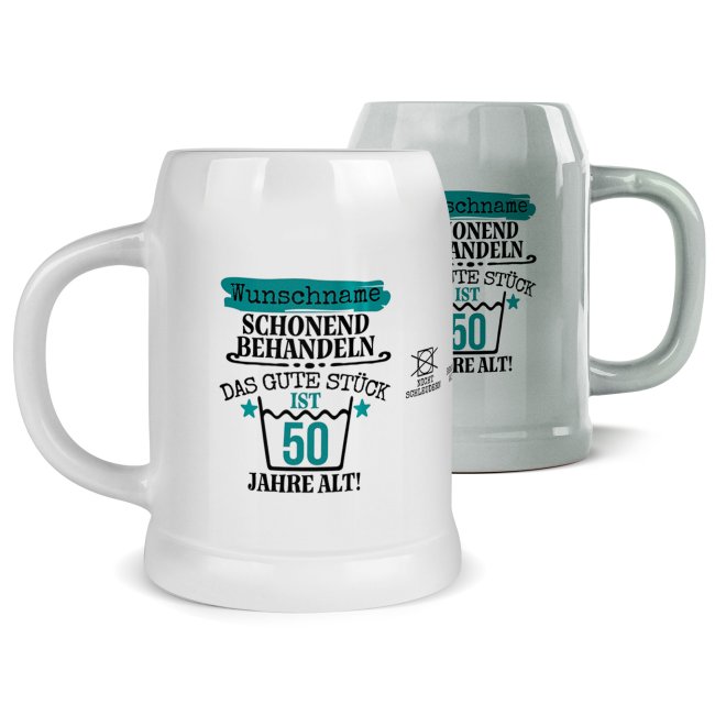 Bierkrug mit Name und Zahl personalisieren - Bitte schonend behandeln - Keramik