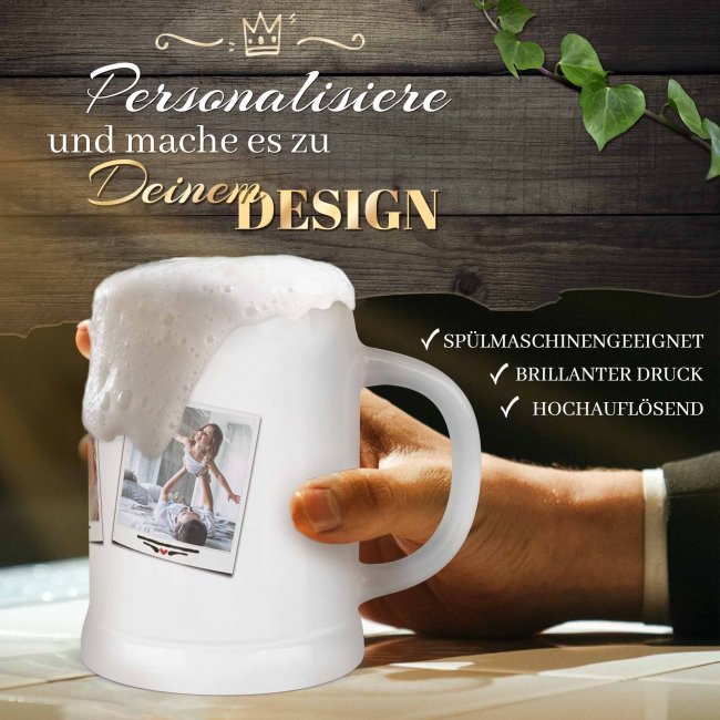 Personalisierter Bierkrug mit Fotos - Schei&szlig; auf Vatertag, ich liebe dich jeden Tag - Keramik Wei&szlig;, 500 ml