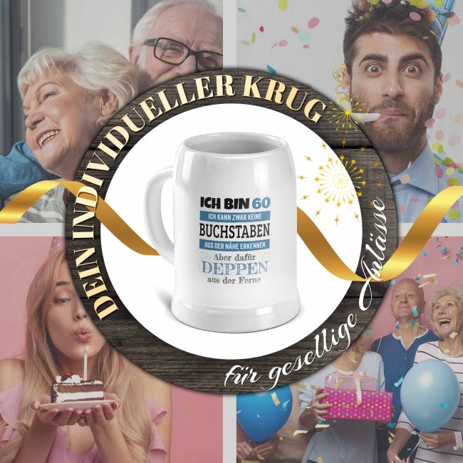 Personalisierter Bierkrug mit Zahl - Ich kann Deppen erkennen - Keramik