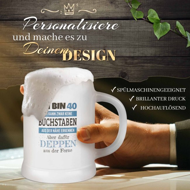 Personalisierter Bierkrug mit Zahl - Ich kann Deppen erkennen - Keramik