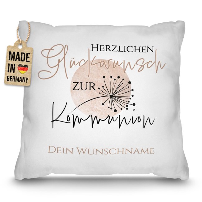 Personalisiertes Kissen zur Kommunion - Herzlichen Gl&uuml;ckwunsch - mit Name