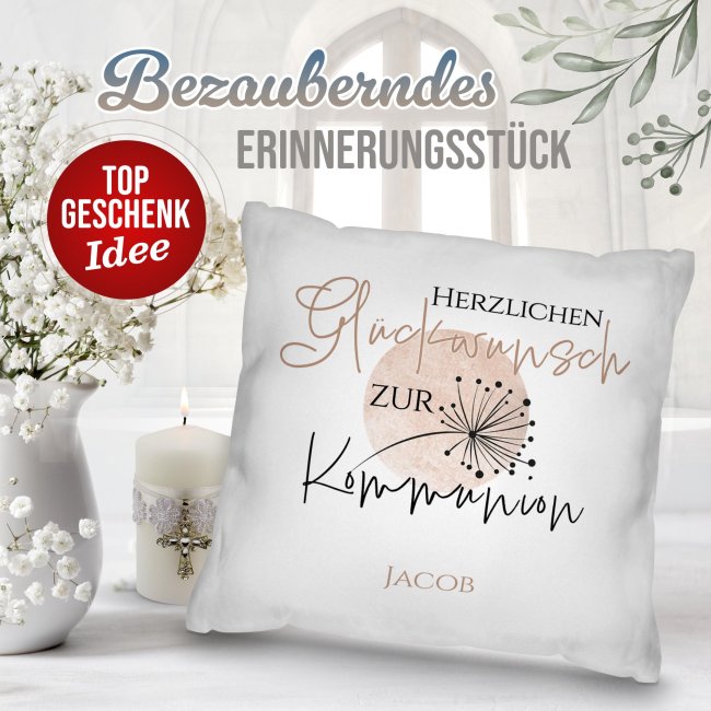 Personalisiertes Kissen zur Kommunion - Herzlichen Gl&uuml;ckwunsch - mit Name