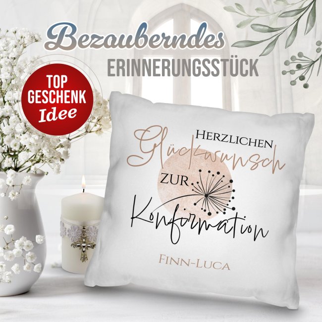 Personalisiertes Kissen zur Konfirmation - Herzlichen Gl&uuml;ckwunsch - mit Name