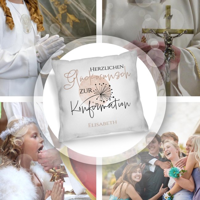 Personalisiertes Kissen zur Konfirmation - Herzlichen Gl&uuml;ckwunsch - mit Name