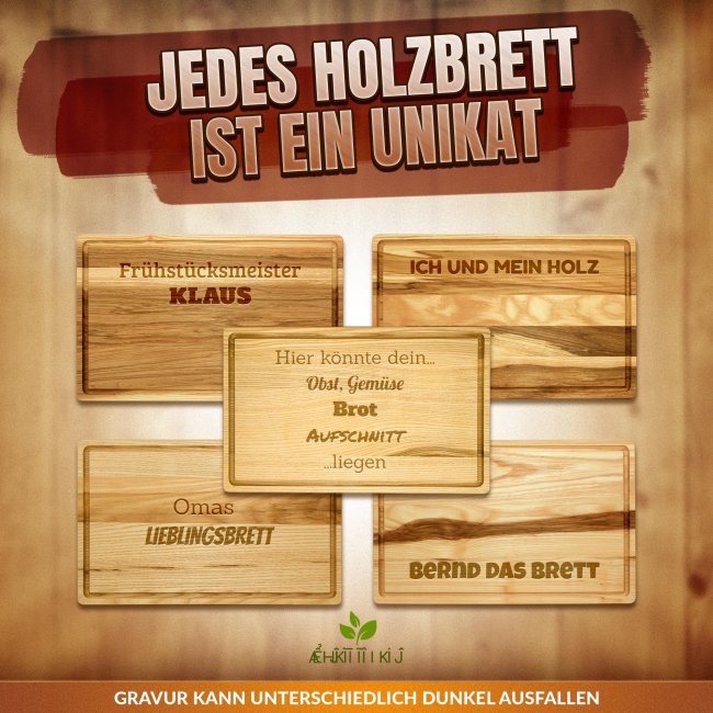 Gro&szlig;es Schneidebrett mit Gravur - Mama kocht am besten - mit Name - 40 x 25 cm