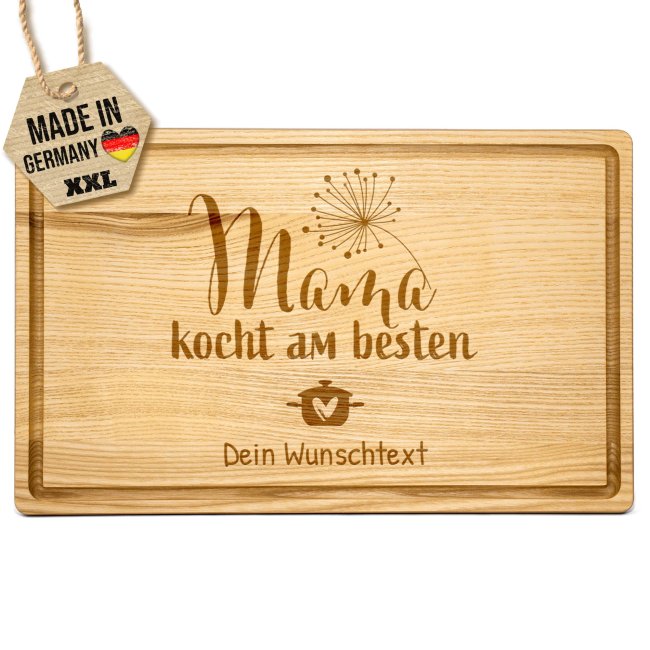 Gro&szlig;es Schneidebrett mit Gravur - Mama kocht am besten - mit Name - 40 x 25 cm