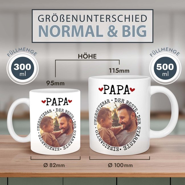 Personalisierte XXL-Tasse - Synonyme f&uuml;r Papa - mit Foto, 500 ml