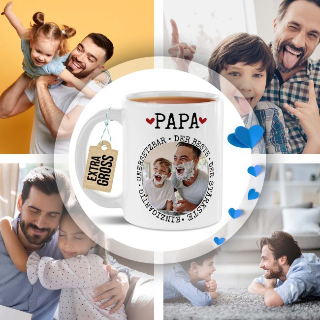 Personalisierte XXL-Tasse - Synonyme f&uuml;r Papa - mit Foto, 500 ml