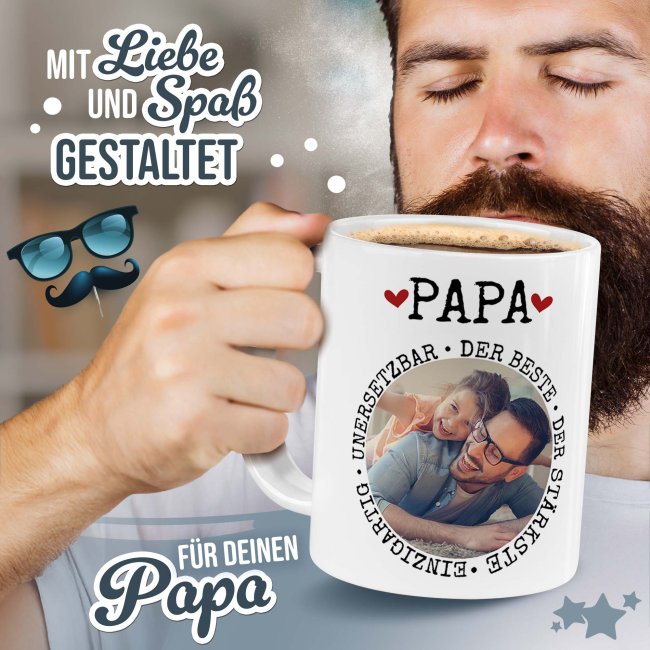 Personalisierte XXL-Tasse - Synonyme f&uuml;r Papa - mit Foto, 500 ml