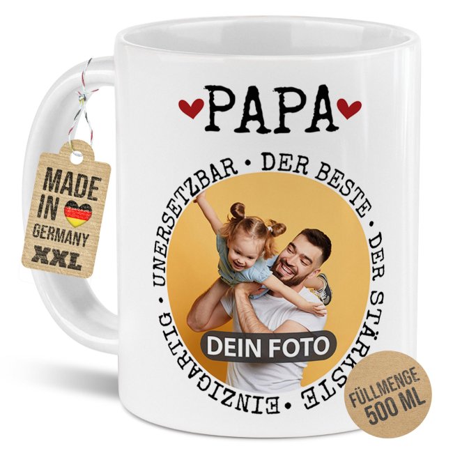 Personalisierte XXL-Tasse - Synonyme f&uuml;r Papa - mit Foto, 500 ml