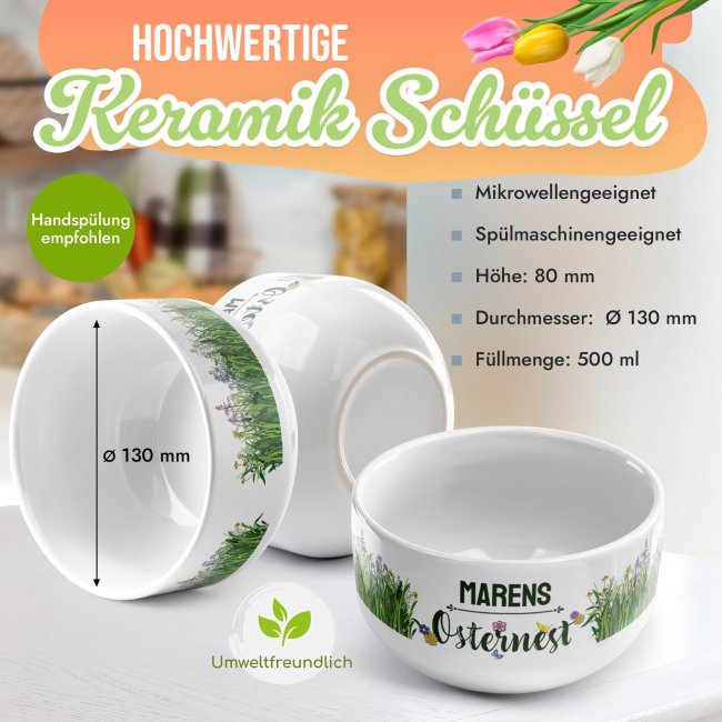 Oster-M&uuml;slischale - Osternest - mit Name - 500 ml