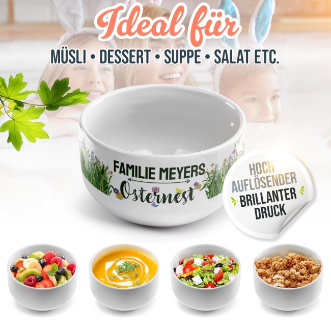 Oster-M&uuml;slischale - Osternest - mit Name - 500 ml