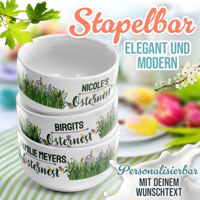 Oster-M&uuml;slischale - Osternest - mit Name - 500 ml