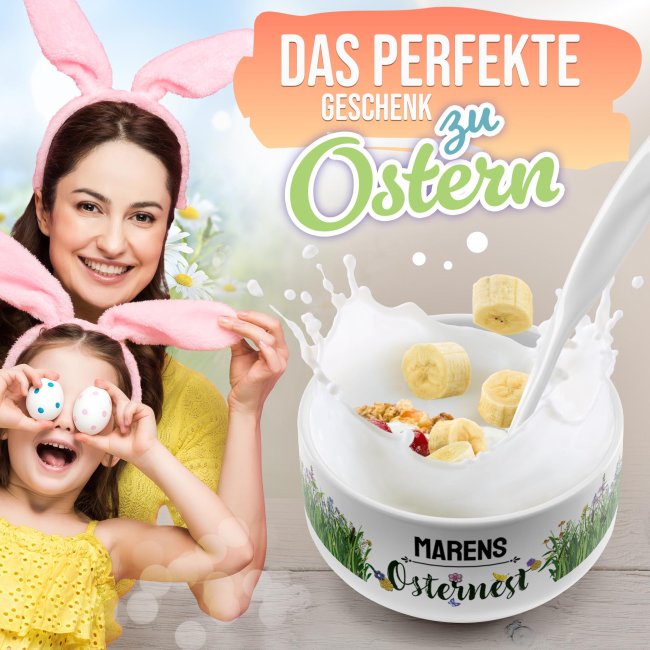 Oster-M&uuml;slischale - Osternest - mit Name - 500 ml