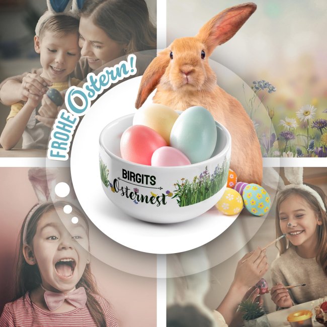 Oster-M&uuml;slischale - Osternest - mit Name - 500 ml