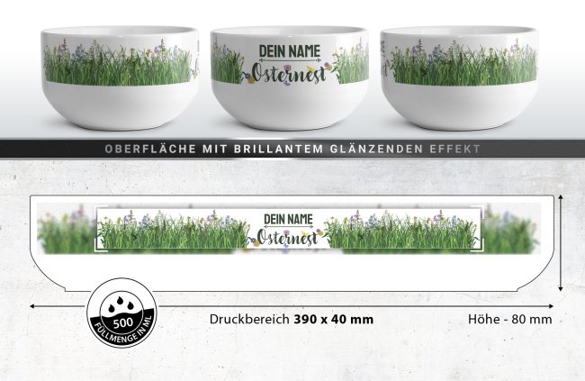 Oster-M&uuml;slischale - Osternest - mit Name - 500 ml