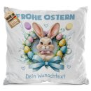 Flauschiges Kissen - Frohe Ostern - Osterkranz Hase - mit...