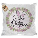 Flauschiges Kissen mit Spruch - Frohe Ostern - Rosa