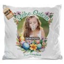 Flauschiges Kissen - Frohe Ostern - Osterkranz Blumen -...