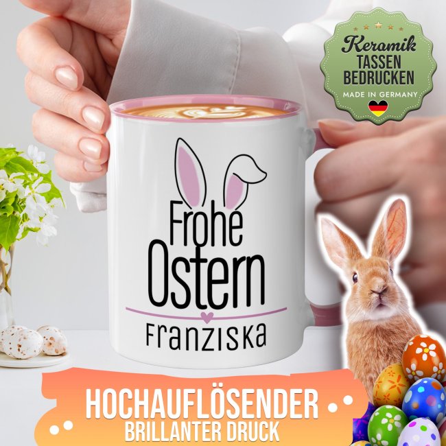 Personalisierte Tasse - Frohe Ostern - Osterohren - mit Name