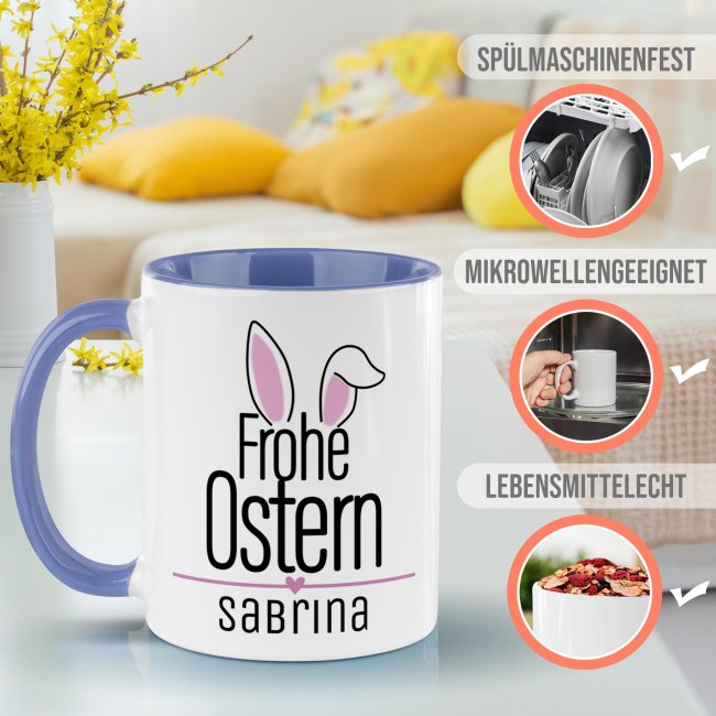 Personalisierte Tasse - Frohe Ostern - Osterohren - mit Name
