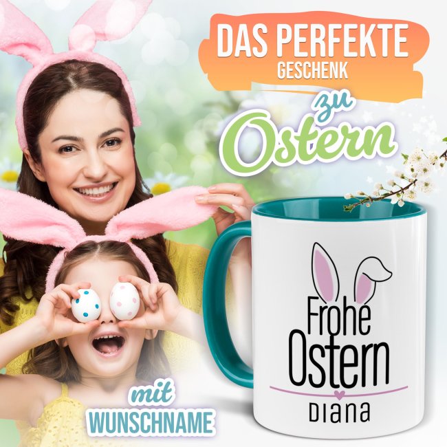 Personalisierte Tasse - Frohe Ostern - Osterohren - mit Name