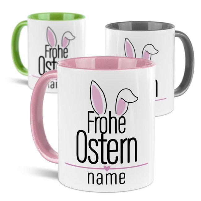 Personalisierte Tasse - Frohe Ostern - Osterohren - mit Name